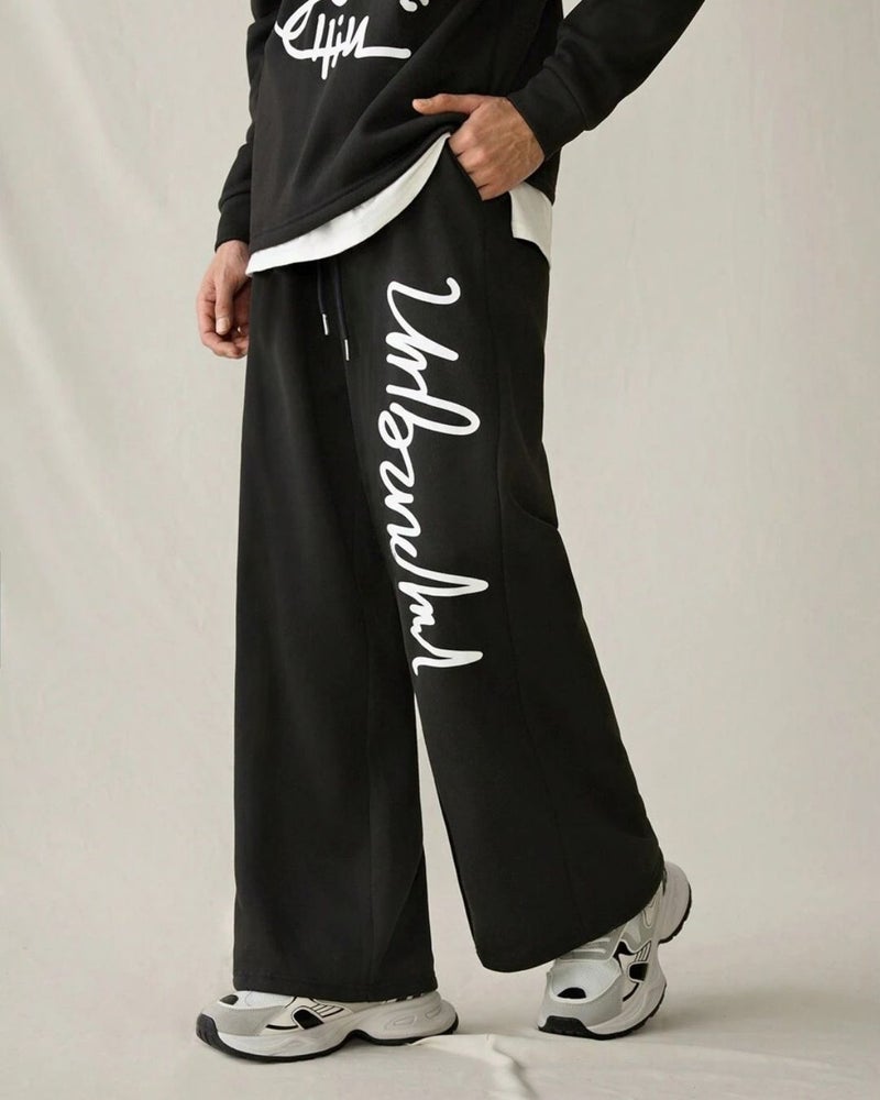 فلاينوف بنطلون رياضي أسود مطبوع بقصة فضفاضة - Image 2